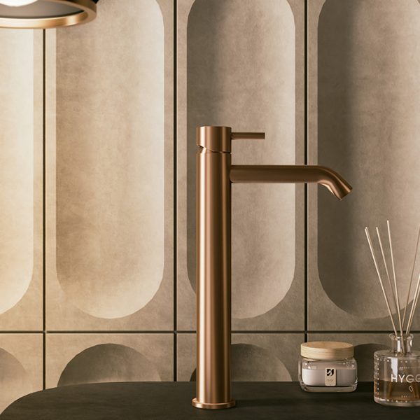 Rubinetto Lavabo Alto Sined Levante Oro Rosa 25 cm